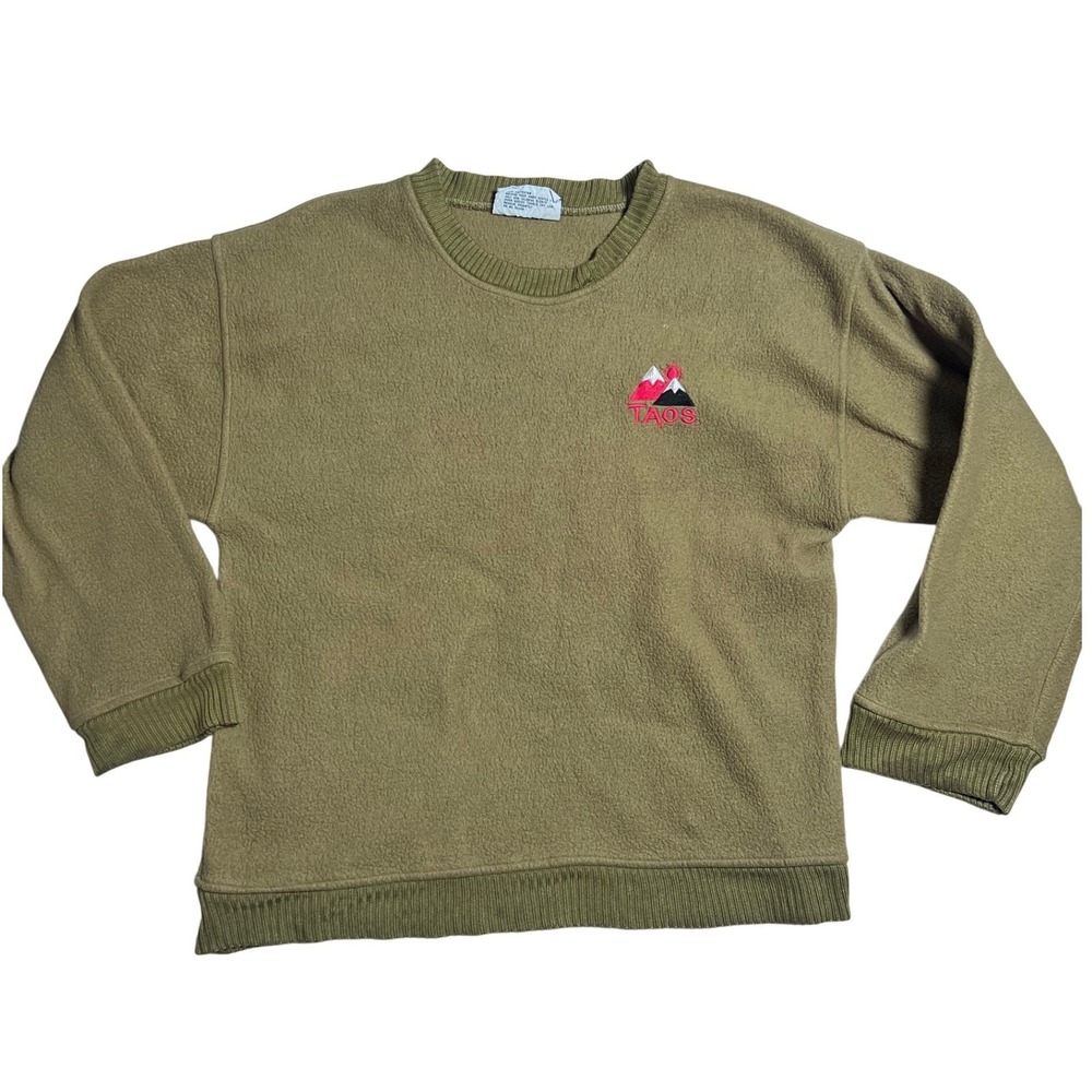 Vintage Fahrenheit Taos Mountain‎ Fleece Sweatshirt Olive Green Mens Large L